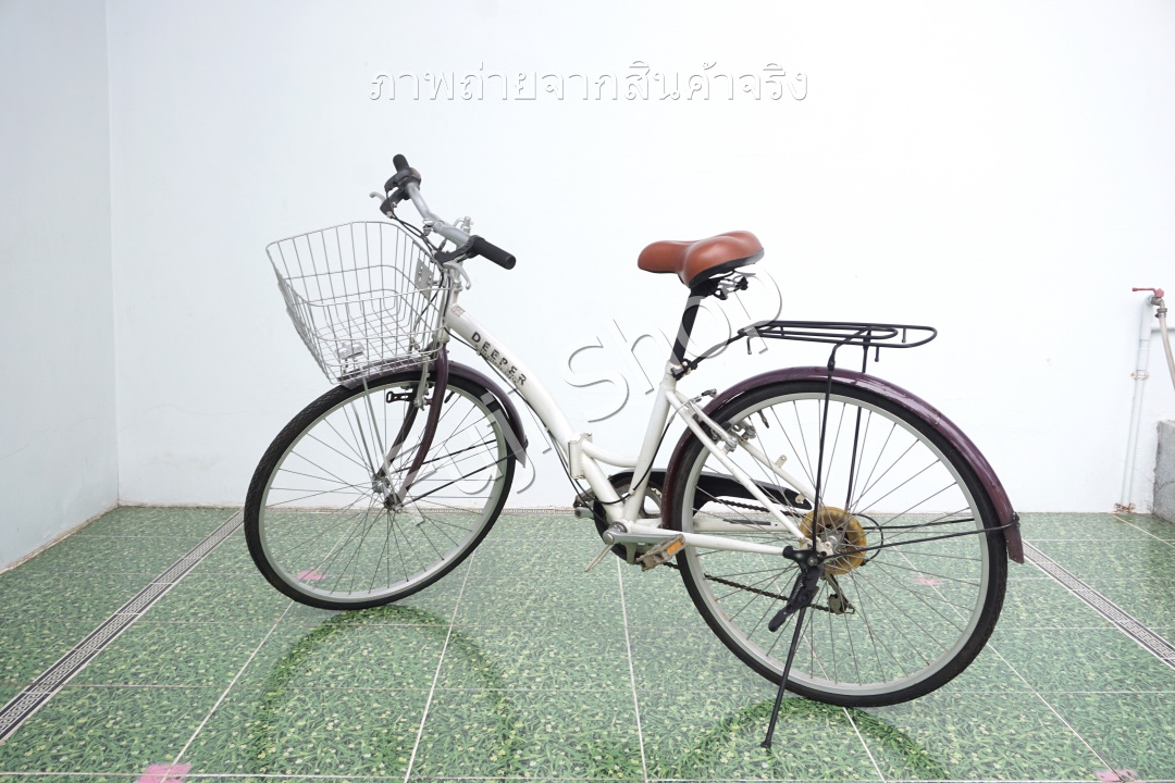 จักรยานแม่บ้านพับได้ ญี่ปุ่น - ล้อ 26 นิ้ว - เกียร์ 6 สปีด - สีขาว [จักรยานมือสอง]