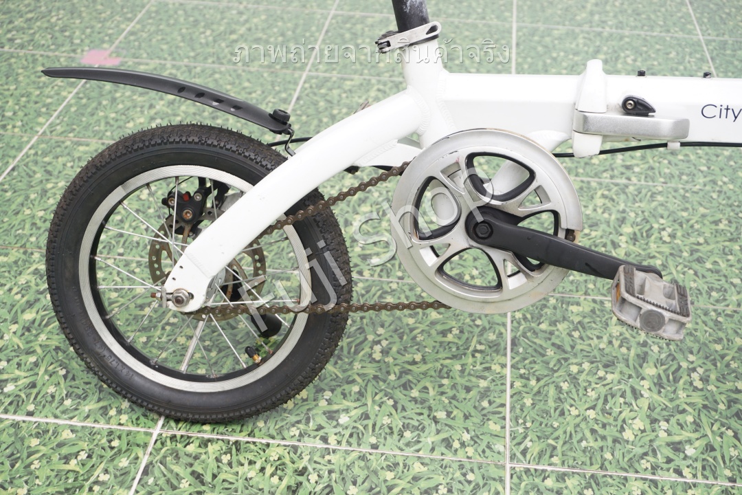 จักรยานพับได้ญี่ปุ่น - ล้อ 14 นิ้ว - ไม่มีเกียร์ - อลูมิเนียม - City Commu - สีขาว [จักรยานมือสอง]