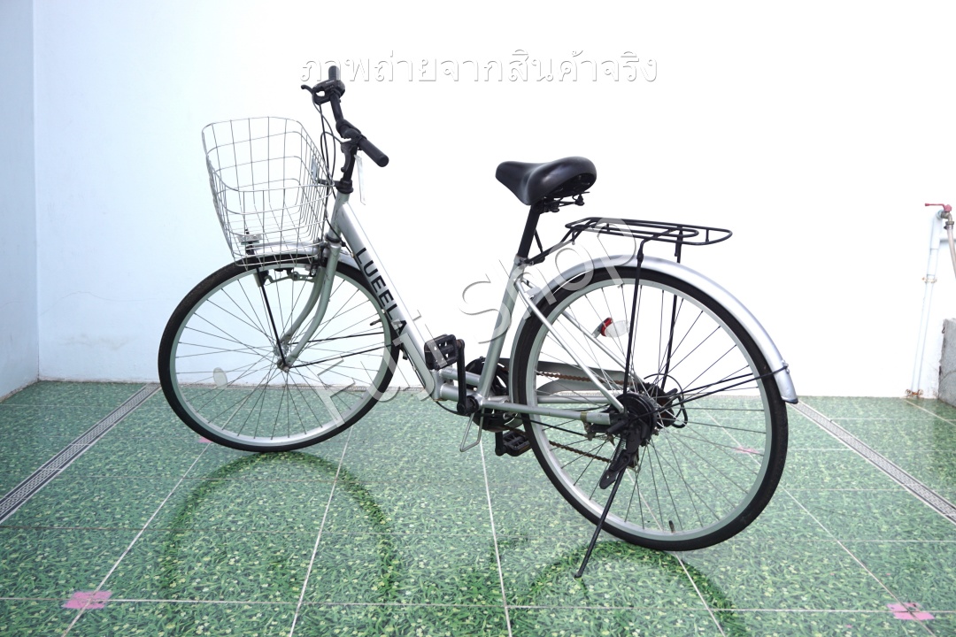 จักรยานแม่บ้านพับได้ ญี่ปุ่น - ล้อ 26 นิ้ว - เกียร์ 6 สปีด - สีเงิน [จักรยานมือสอง]