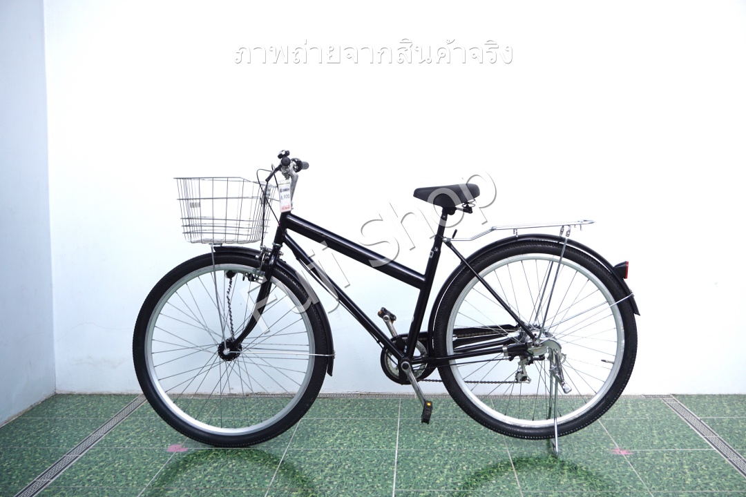 จักรยานแม่บ้านล้อโต ญี่ปุ่น - ล้อ 29x2.1 - เกียร์ 6 สปีด - ไฟหน้าอัตโนมัติ - Gakuchari - สีดำ [จักรยานมือสอง]