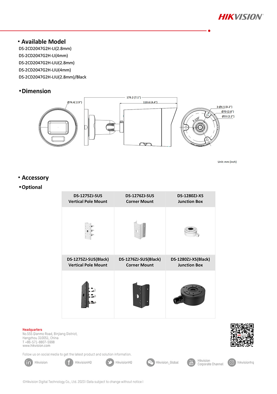 HIKVISION DS-2CD2047G2H-LIU (2.8mm.) กล้องวงจรปิดระบบ IP 4 ล้านพิกเซล Smart Hybrid Light มีไมค์ในตัว ติดตั้งย้อนแสงได้ BY BILLIONAIRE SECURETECH DS-2CD2047G2H-LIU (2.8mm.)