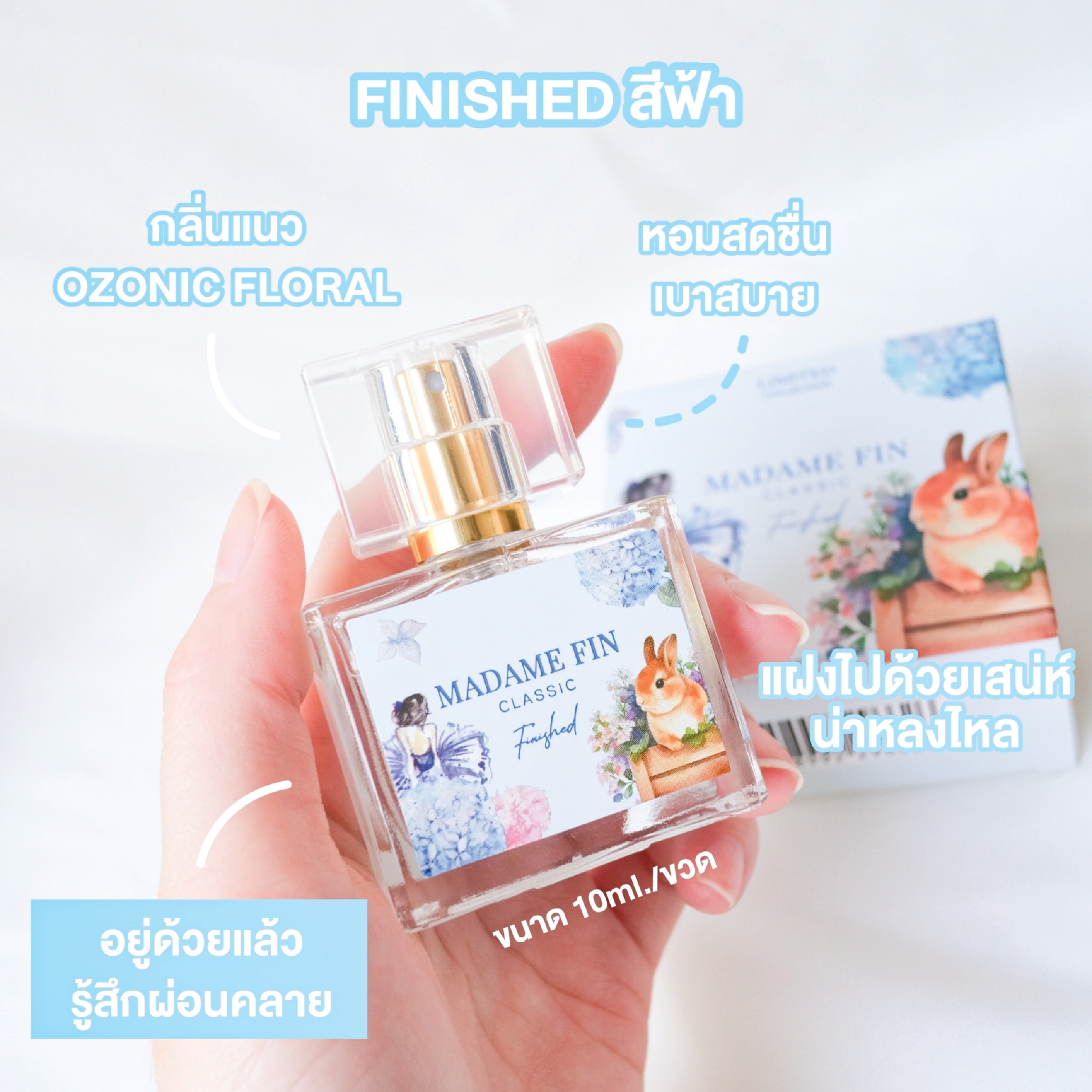 น้ำหอมมาดามฟิน น้ำหอมคลาสสิค ขนาดพกพา 10ml. สีฟ้า Finished
