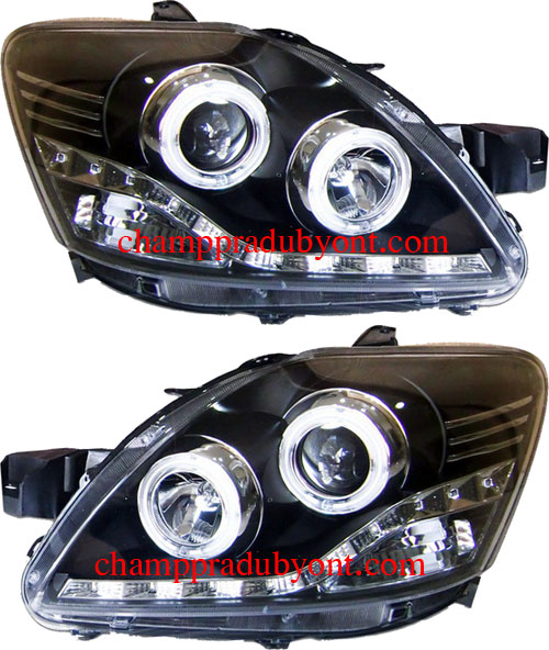 ไฟหน้าโปรเจคเตอร์ TOYOTA VIOS 07-12 ดำ วงแหวน LED ยาว