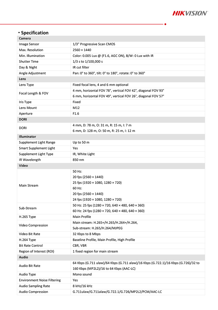 HIKVISION DS-2CD1T43G2-LIU (4mm.) กล้องวงจรปิดระบบ IP 4 ล้านพิกเซล Smart Hybrid Light มีไมค์ในตัว BY BILLIONAIRE SECURETECH DS-2CD1T43G2-LIU (4mm.)