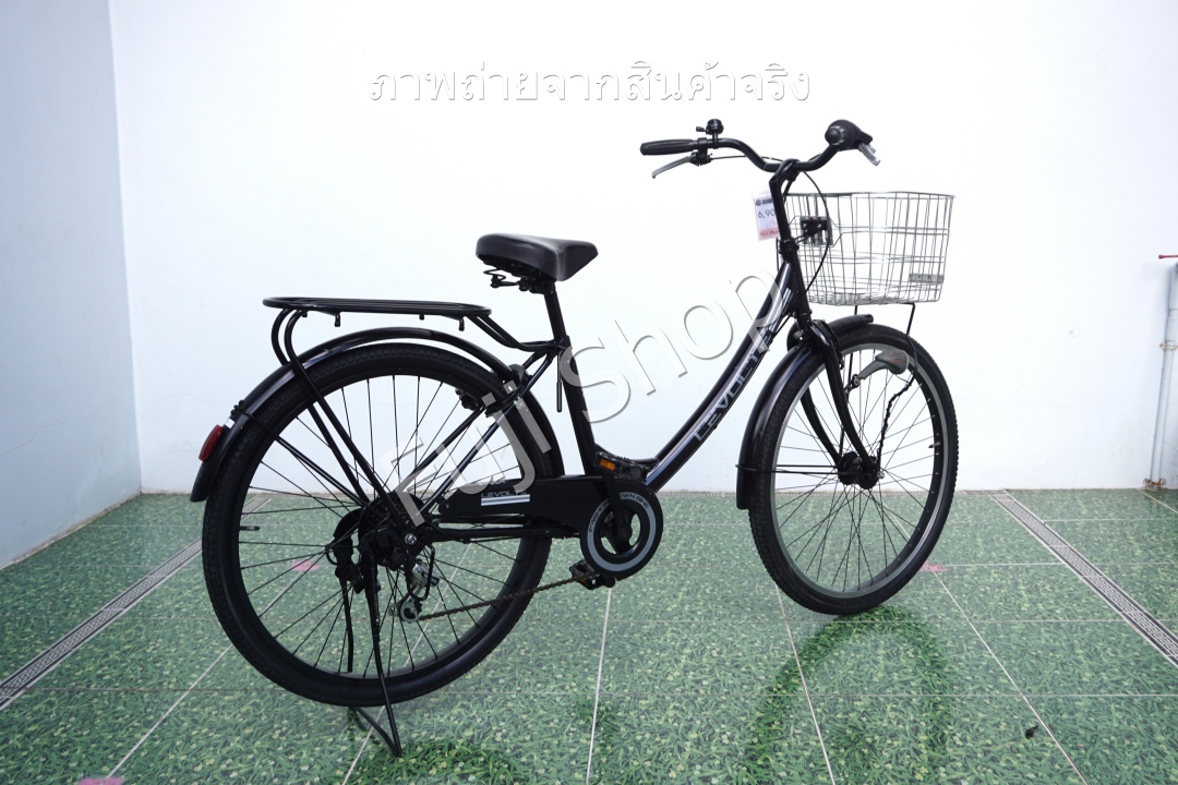 จักรยานแม่บ้านล้อโต ญี่ปุ่น - ล้อ 26x1.95 - เกียร์ 6 สปีด - ไฟหน้าอัตโนมัติ - Levolte - สีดำ [จักรยานมือสอง]