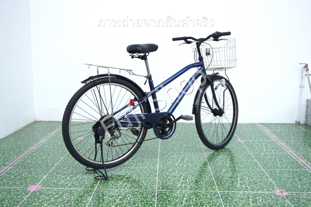 จักรยานแม่บ้านล้อโต ญี่ปุ่น - ล้อ 27.5x1.95 - เกียร์ 6 สปีด - ไฟหน้าอัตโนมัติ - Fallvy Cross - สีน้ำเงิน [จักรยานมือสอง]