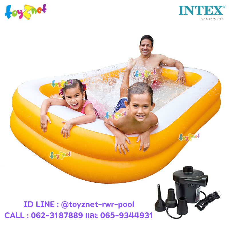 Intex Mandarin Swim Center Family 2.29x1.47x0.46 m. no.57181 + Elec. Air Pump + Free gifts (assorted styles)