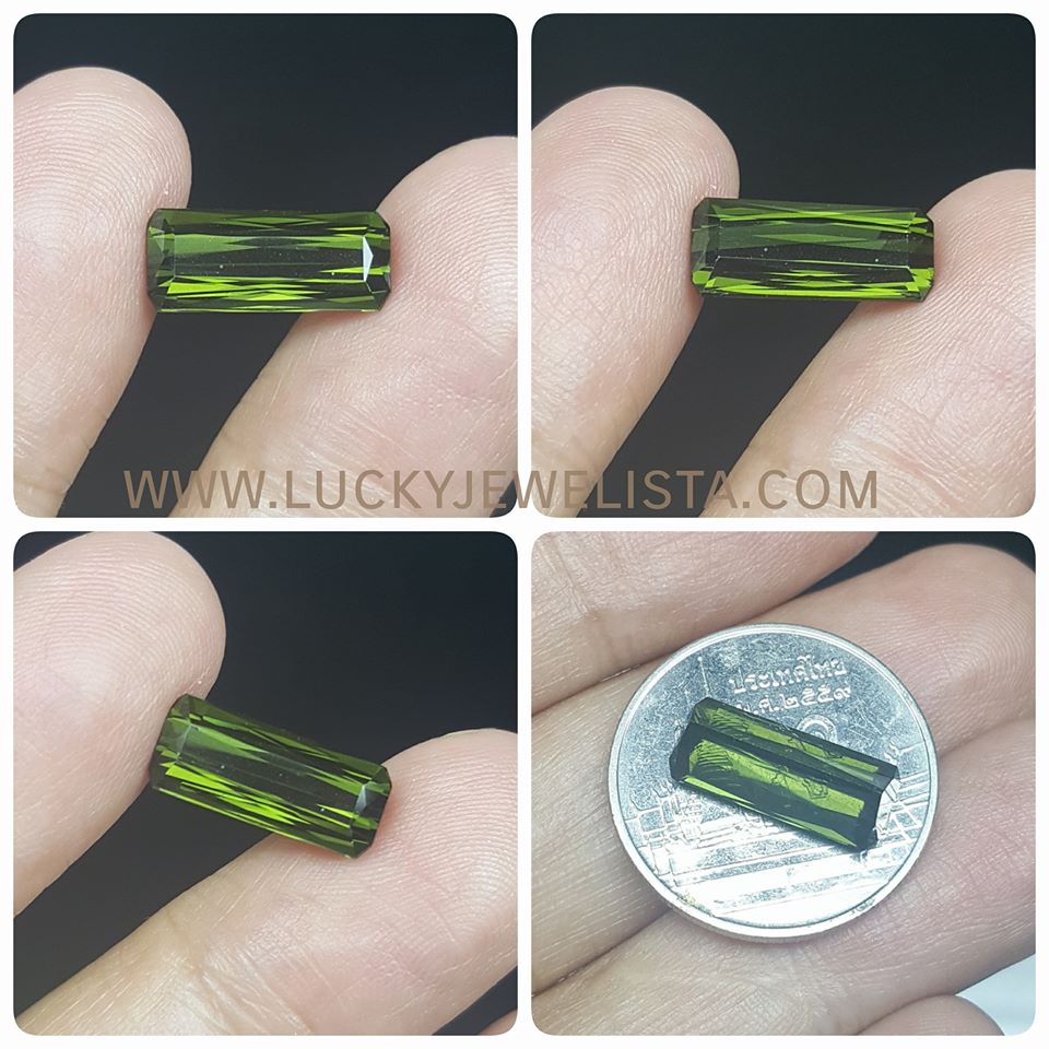 พลอยกรีนทัวร์มาลีน Green tourmaline พลอยดิบธรรมชาติ แหล่ง ไนจีเรีย น้ำหนัก 3 กะรัต