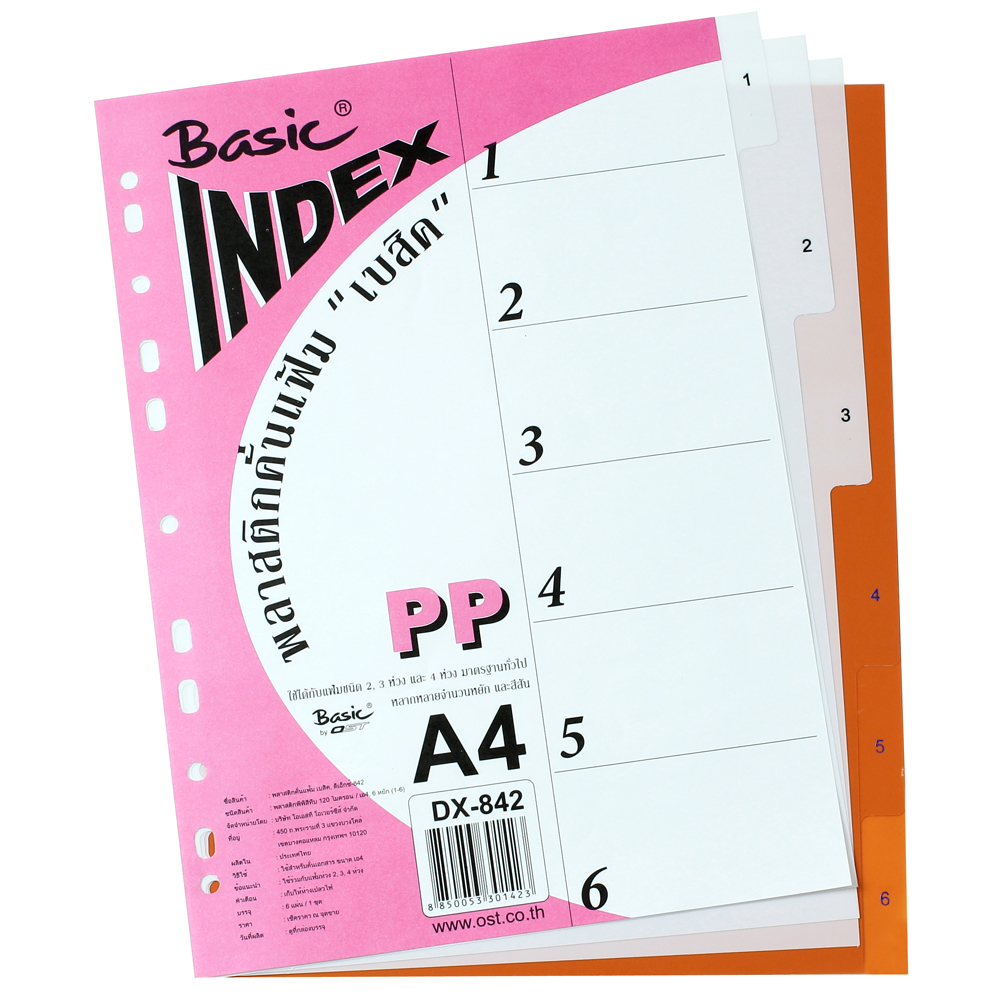 ลูกค้านำไปจัดสลับสี อินเด็กซ์พลาสติกคั่นเอกสาร A4 6หยักก้าน DX-842 พิมพ์1-6
