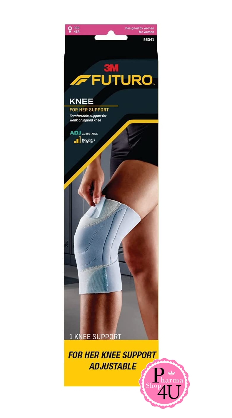 FUTURO Knee For Her Support ฟูทูโร่ ฟอร์เฮอร์ อุปกรณ์พยุงหัวเข่า เสริมแกนข้าง สำหรับผู้หญิง (1กล่อง/บรรจุ1 ชิ้น)