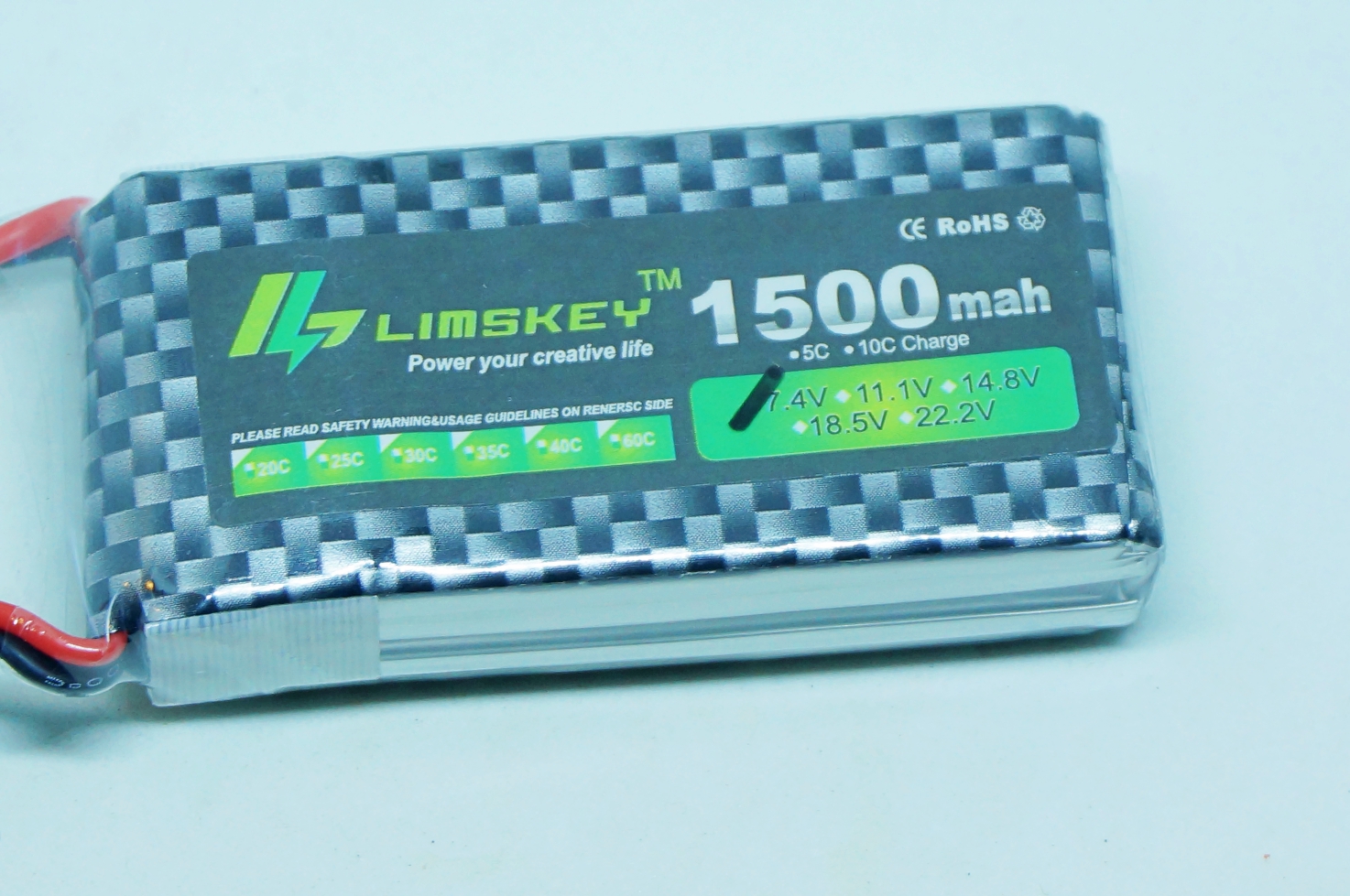 7.4V 1500mAh 25C Lipo Battery (JST Plug)