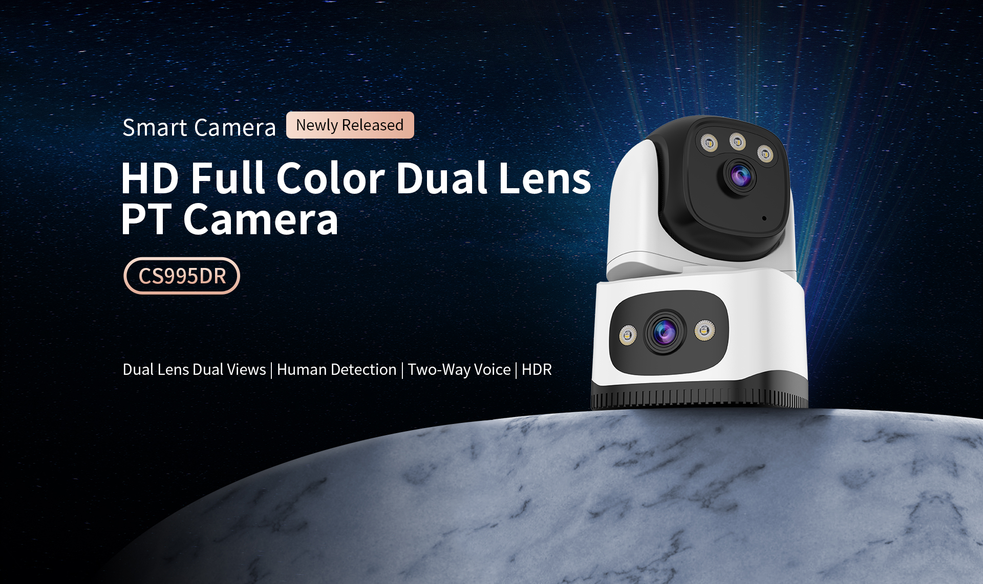 Vstarcam CS995DR กล้องวงจรปิดระบบ IP WIFI 2 MP Color Night Vision กล้องเลนส์คู่ มีไมค์และลำโพงในตัว BY BILLIONAIRE SECURETECH CS995DR