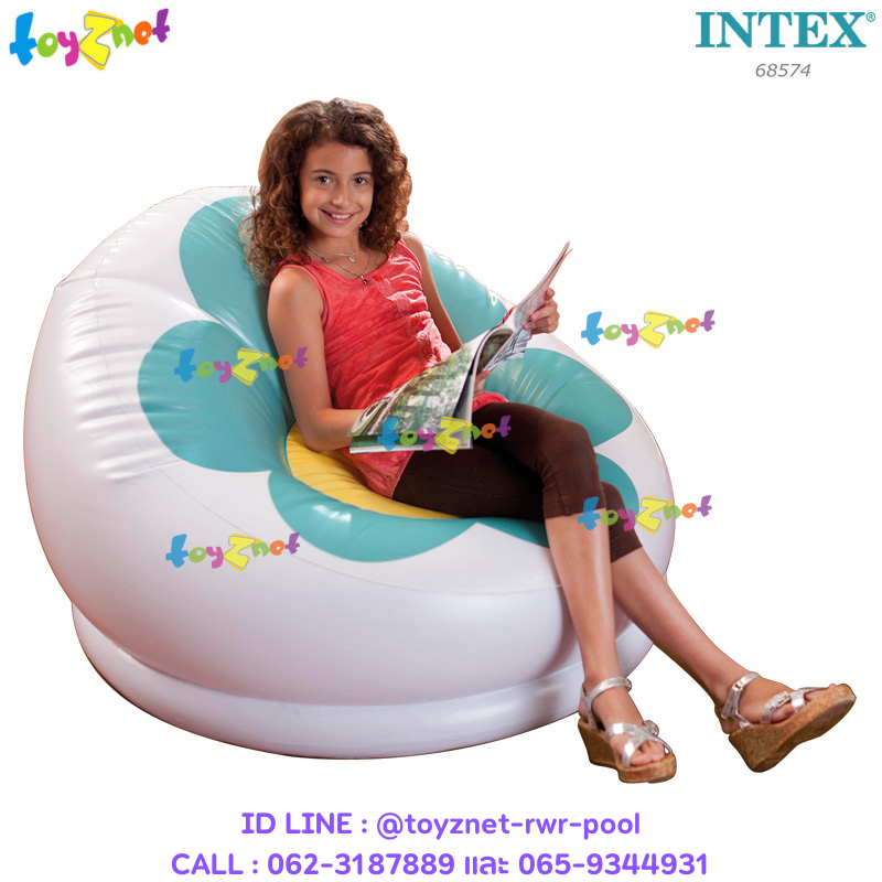 Intex เก้าอี้เป่าลม ลายดอกไม้ บรอสซั่ม 1.02x0.99x0.64 ม. สีเขียว รุ่น 68574