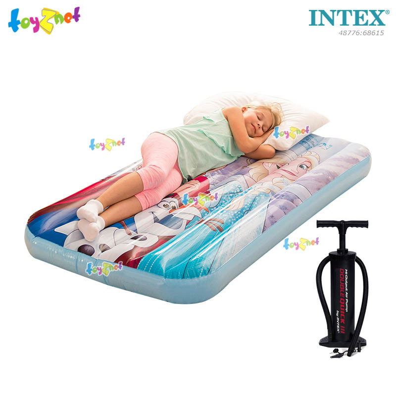 Intex Frozen Kids Airbed 0.88x1.57x0.18 m. No.48776 + Double Quick III Hand Pump