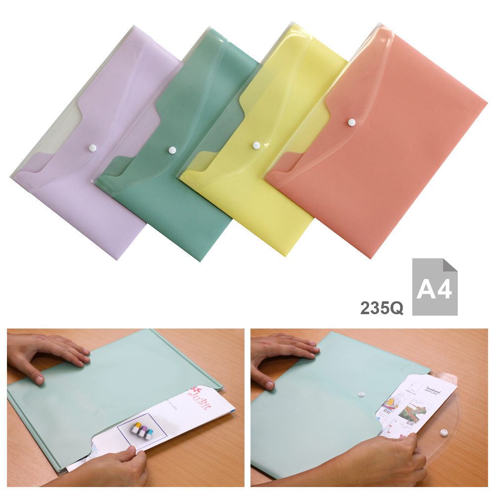 ซองกระดุม A4 แนวนอน Double Layer Pocket 235Q