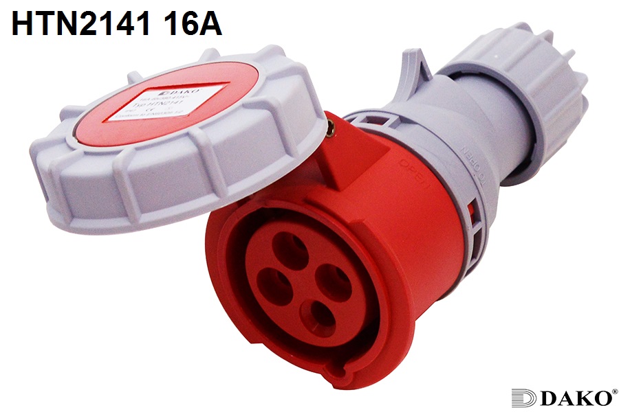HTN2141 ปลั๊กตัวเมียกลางทาง 3P+E 16A 380V IP67 6h