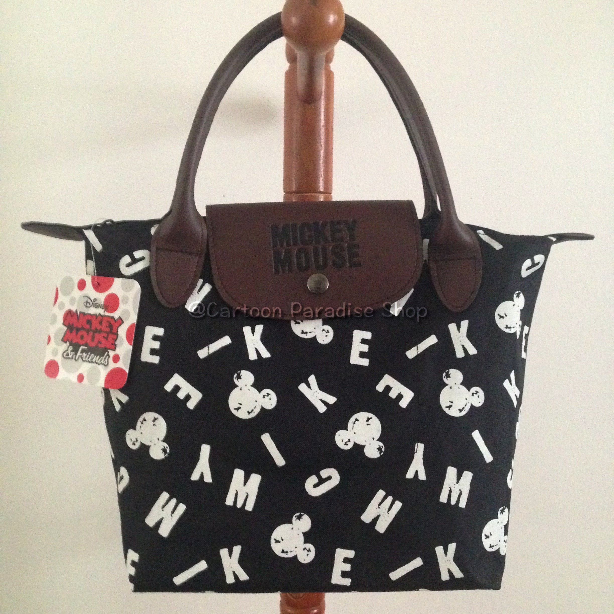 ดิสนีย์ (Disney) กระเป๋าถือ ดิสนีย์ มิกกี้เมาส์ ลิขสิทธิ์แท้ Disney Mickey Mouse Handbag Purse Shopper Bag 31 c.m. x 22 c.m. (S) ดำ (Black) เล็ก (Small)