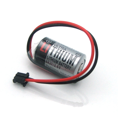 แบตเตอรี่ลิเธี่ยม TOSHIBA ER3V / 3.6V Lithium Battery 1/2 AA สำหรับ FUJI PLC CPM2A-BAT01 พร้อมสายและขั้วต่อสีดำ