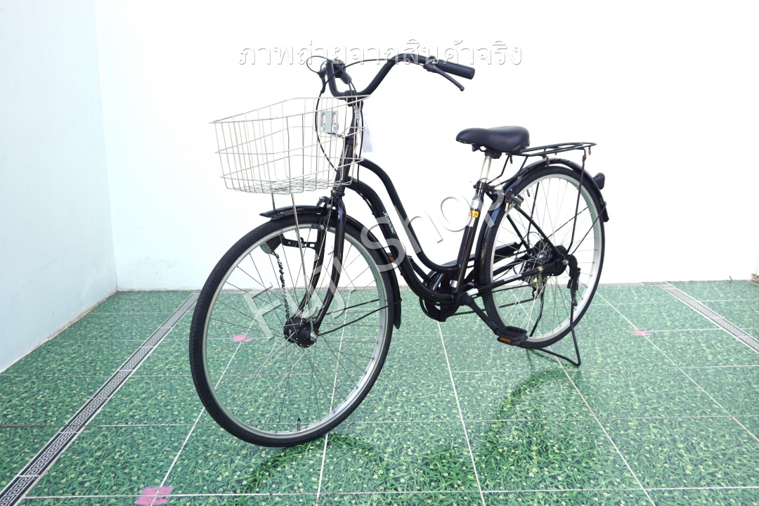 จักรยานแม่บ้านญี่ปุ่น - ล้อ 26 นิ้ว - เกียร์ 6 สปีด - ไฟหน้าอัตโนมัติ - สีดำ [จักรยานมือสอง]