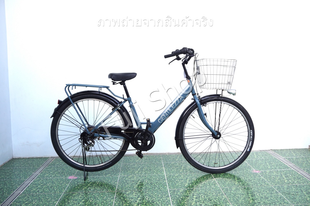 จักรยานแม่บ้านล้อโต ญี่ปุ่น - ล้อ 27.5x1.95 - เกียร์ 6 สปีด - ไฟหน้าอัตโนมัติ - Gentilezza - สีฟ้า [จักรยานมือสอง]