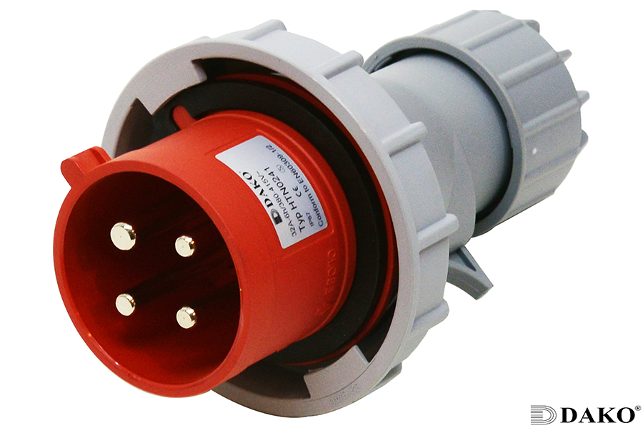 HTN0241 ปลั๊กตัวผู้กลางทาง 3P+E 32A 380V IP67 6h