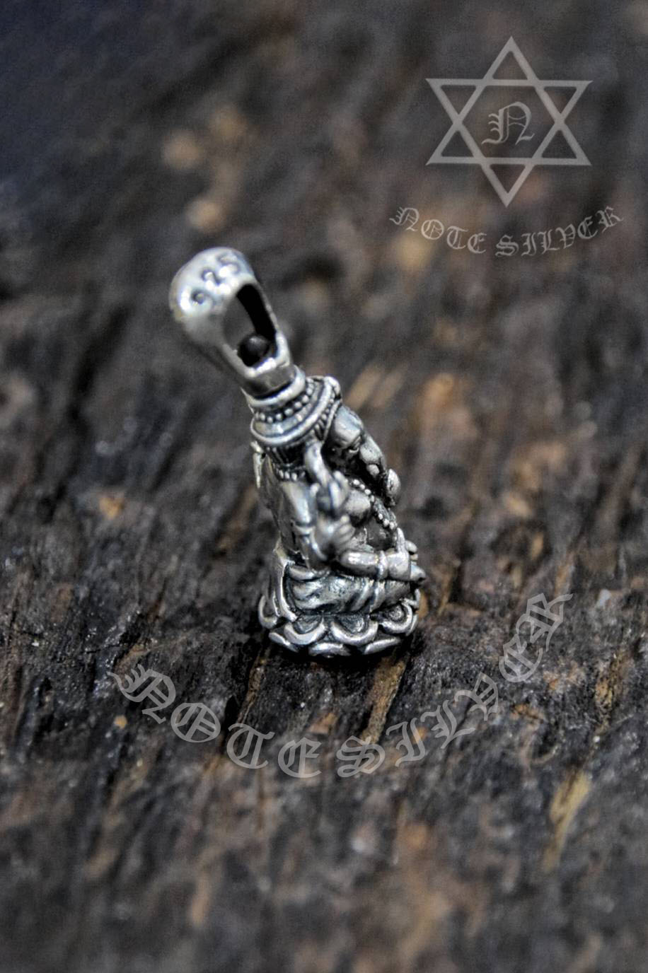จี้เงินแท้ องค์พิฆเนศ หูหมุนได้ Sterling Silver 925 NSPD2369
