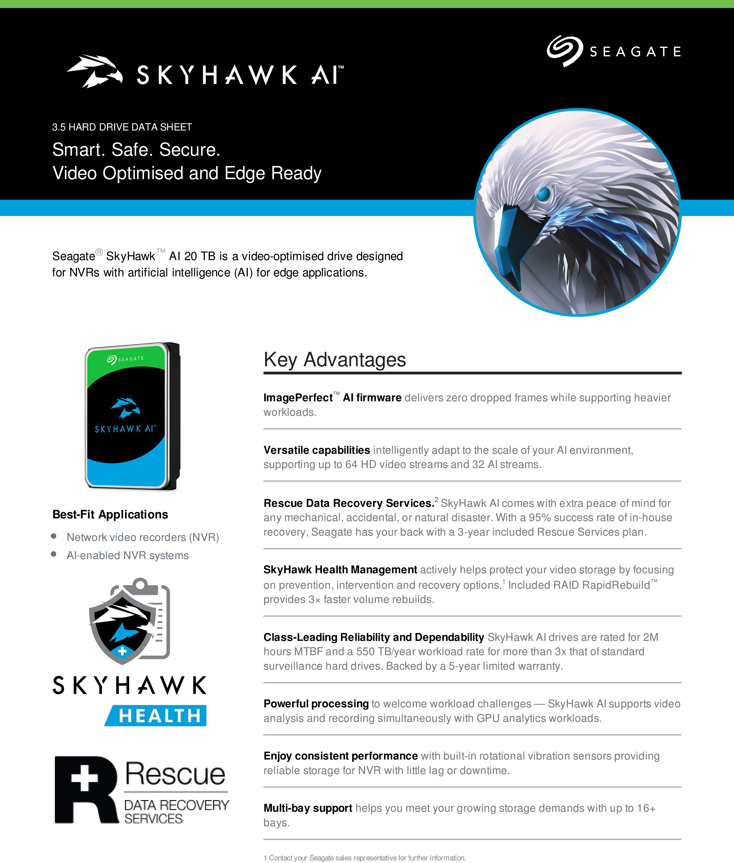 Seagate SkyHawk 10TB - ST10000VE001 256MB ,7200RPM ,SATA-III Internal Hard Drive For CCTV BY BILLIONAIRE SECURETECH Seagate SkyHawk 10TB