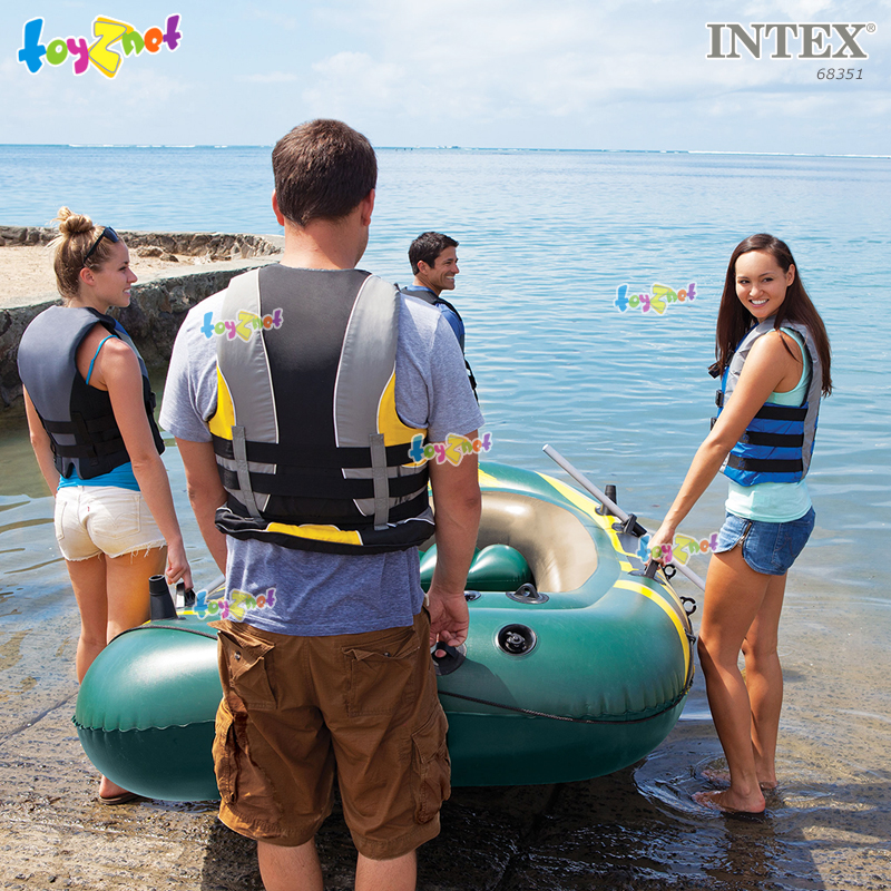 Intex Seahawk 4 Boat Set w/Alum. Oars & DQII Air Pump no.68351