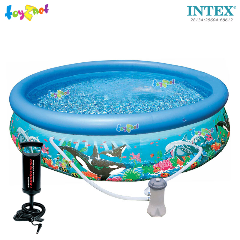Intex ส่งฟรี สระน้ำ อีซี่เซ็ต ลายสัตว์ใต้ท้องทะเล 12 ฟุต (3.66x0.76 ม.) รุ่น 28134/28130 + เครื่องกรอง+ ที่สูบลมดับเบิ้ล ควิ๊ก วัน