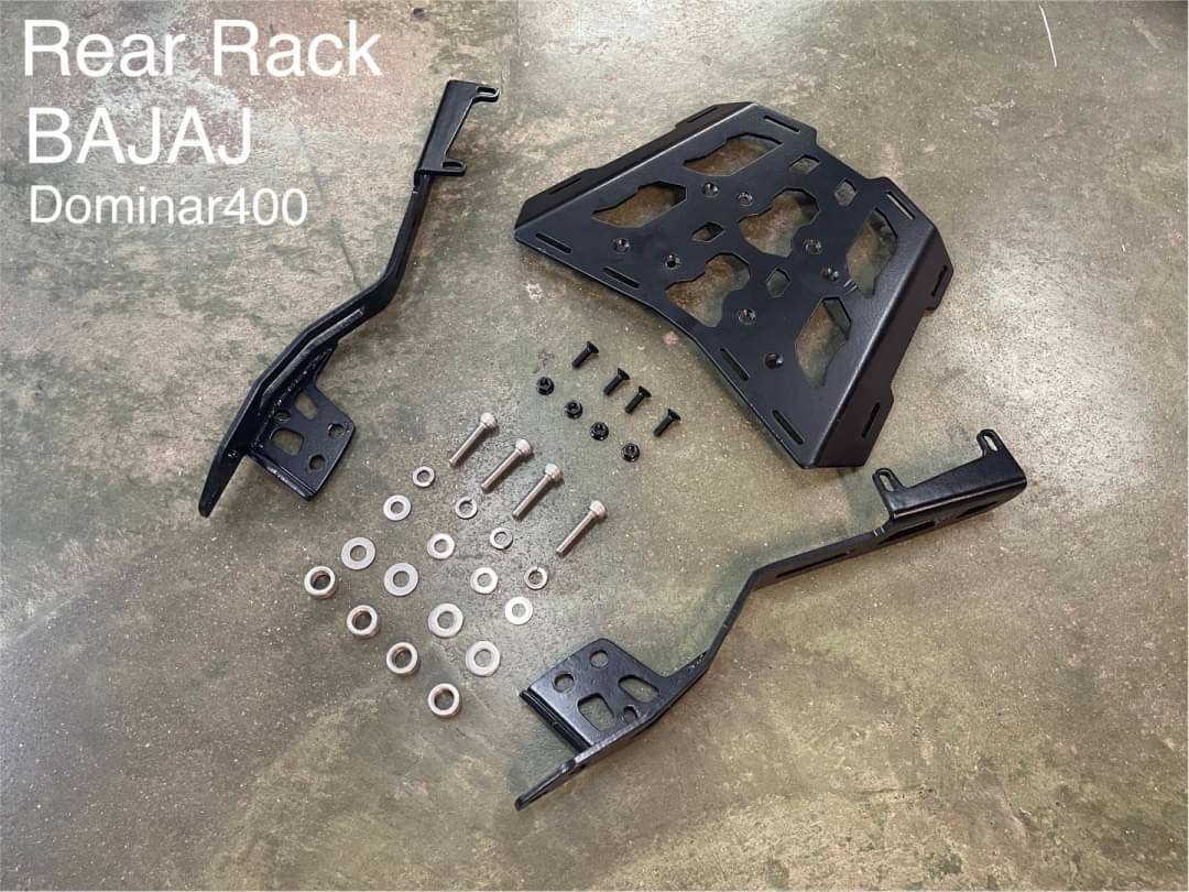 Bajaj Dominar400 1.ชิวหน้า 1700฿ 2.การ์ดครอบถังน้ำมัน ลายเคฟล่า 1700฿ 3.แคชบาร์ 2700฿ 4.แร็คท้าย 3100฿ 5.แร็คท้าย+แร็คกระเป๋า 4950฿