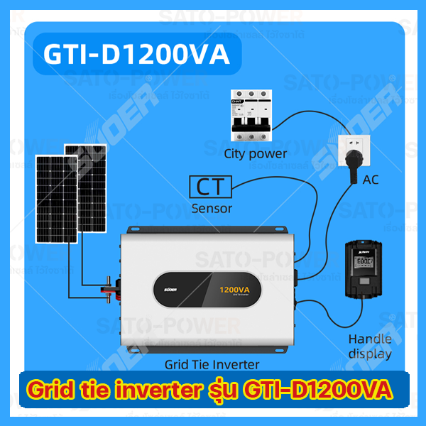 SUOER GRID TIE INVERTER (On Grid) 1200VA รุ่น GTI-D1200VA | กริดไทร์ อินเวอร์เตอร์ | พลังงานแสงอาทิตย์เป็นไฟบ้าน ระบบโซล่าเซลล์