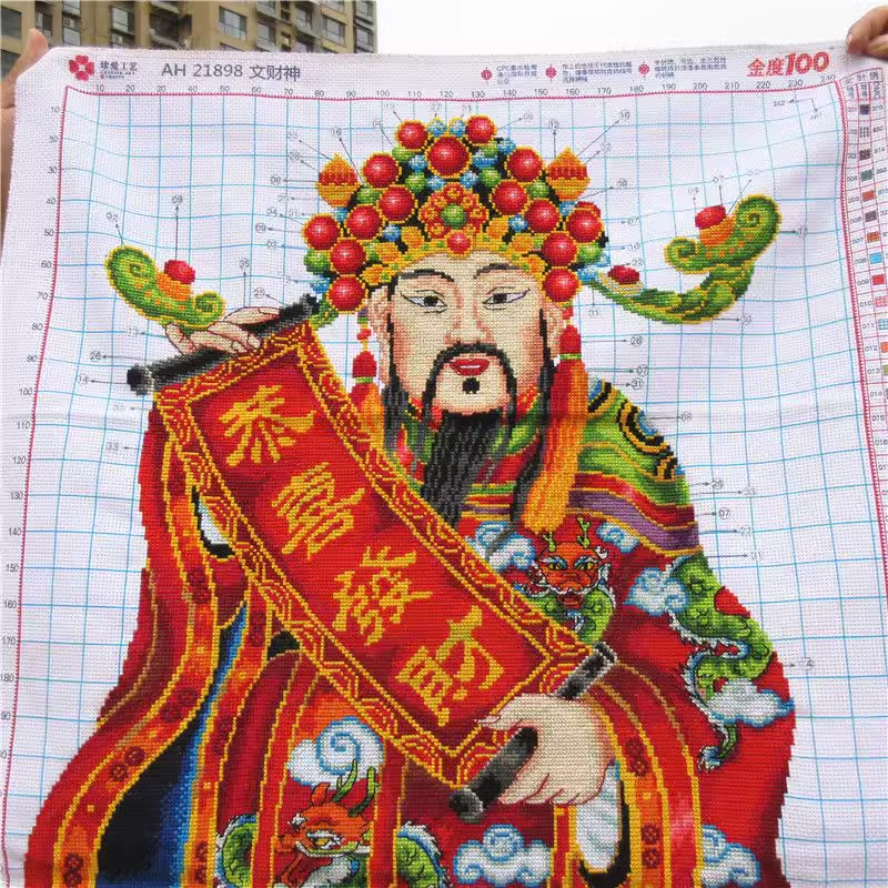 tep-1109 *สินค้าหมด* ชุดปักครอสติช ลายเทพไฉ่ซินเอี้ย (ผ้า11CTพิมพ์ลาย ปักครั้งละ 3 เส้นเล็ก) ขนาด 60*110 ซม ผ้าครอสติช 11CTพิมพ์ลายปักบนผ้า ไหมคอตตอน 30 สี ผังลาย เข็ม