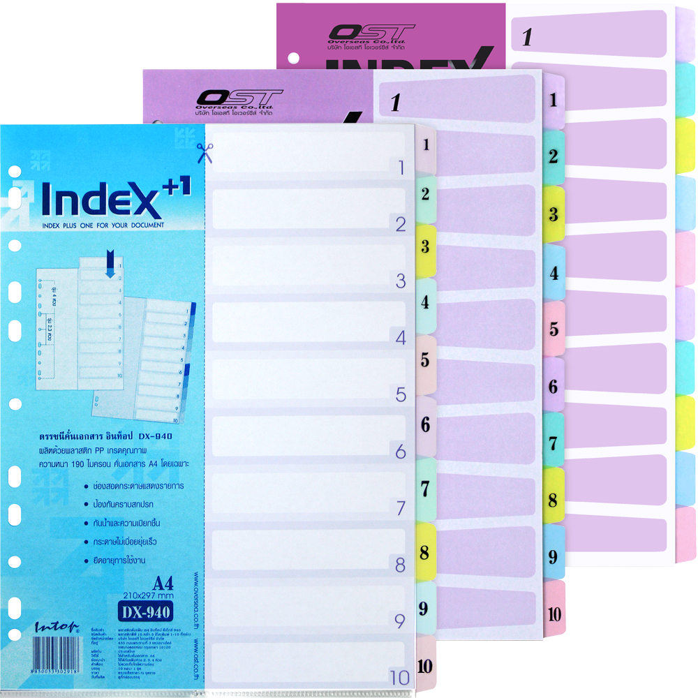 10 Tabs Index Divider A4 Translucent Colors