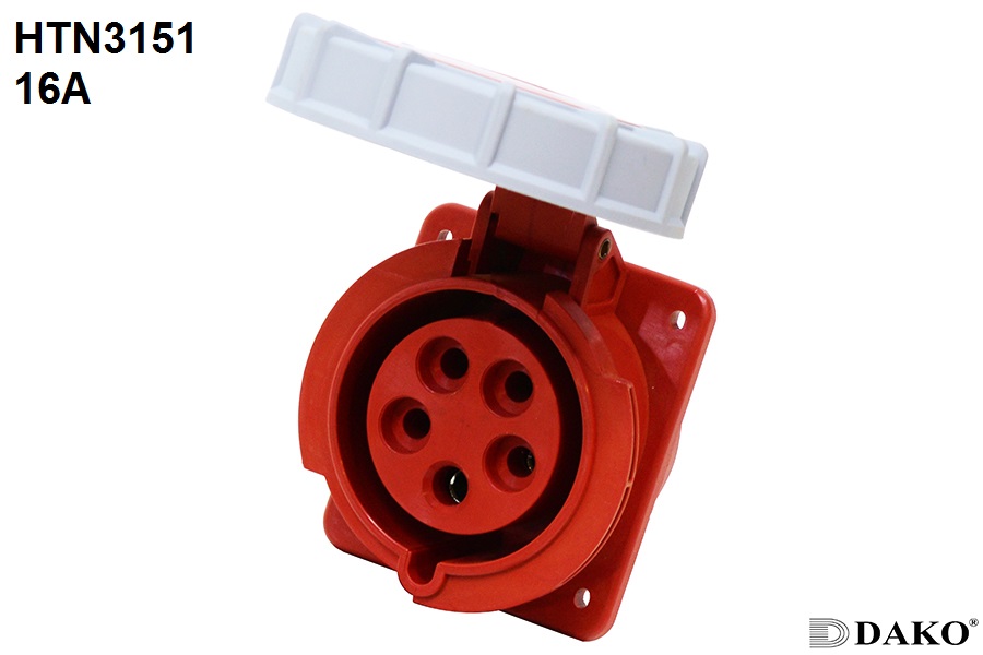 HTN3151 ปลั๊กตัวเมียฝังเฉียง 3P+N+E 16A 400V IP67 6h