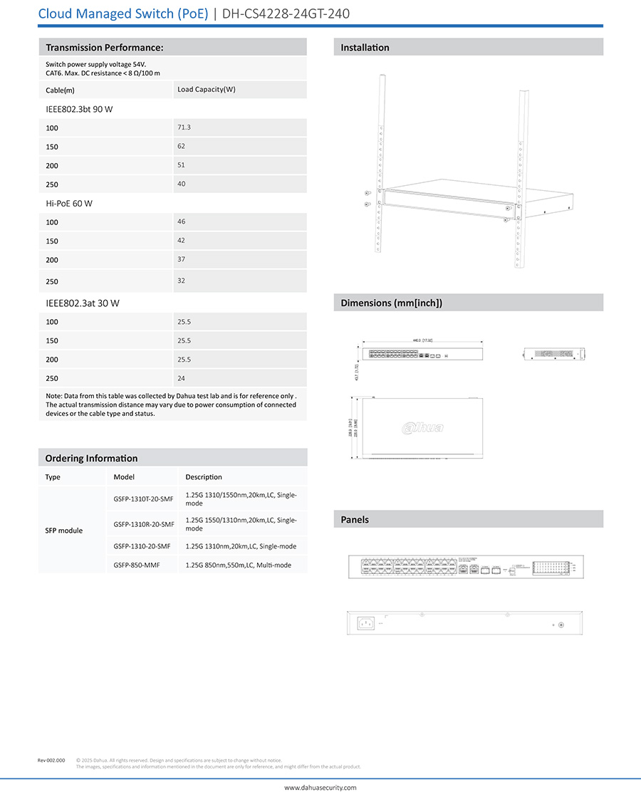 DAHUA CS4228-24GT-240 28-Port Cloud Managed Desktop Gigabit Switch with 24-Port PoE 240W BY BILLIONAIRE SECURETECH CS4228-24GT-240