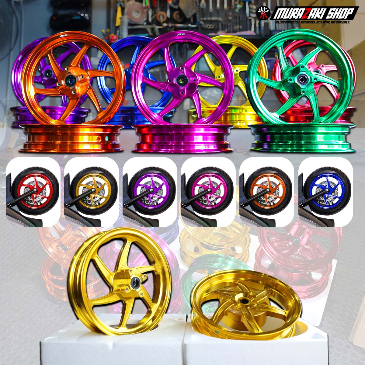 ล้อแม็ก G-MAX RACING GIORNO+ ABS/CBS (ขอบ12) GTR THAILAND แดง - ทอง - เขียว - น้ำเงิน - ส้ม - ม่วง - ชมพู ราคา 7,900 บาท/คู่
