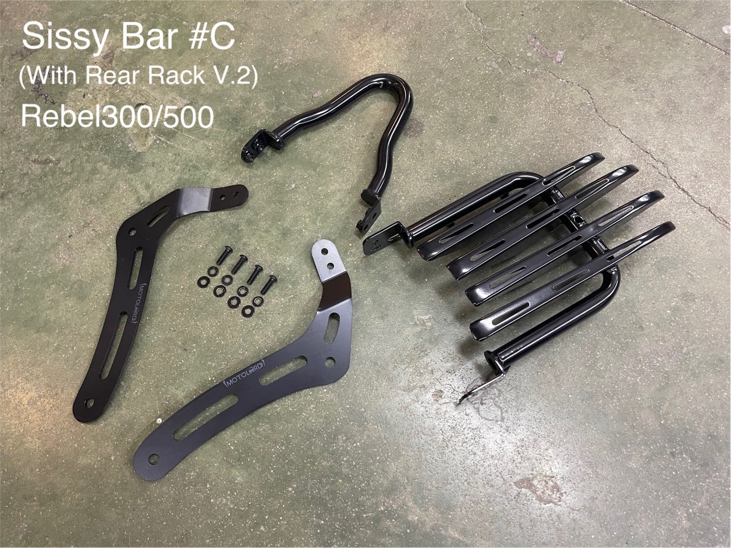 ชุดตะแกรงหลัง v.2 & กันตก MotoLordD #C HONDA REBEL 300-500 ราคา3000