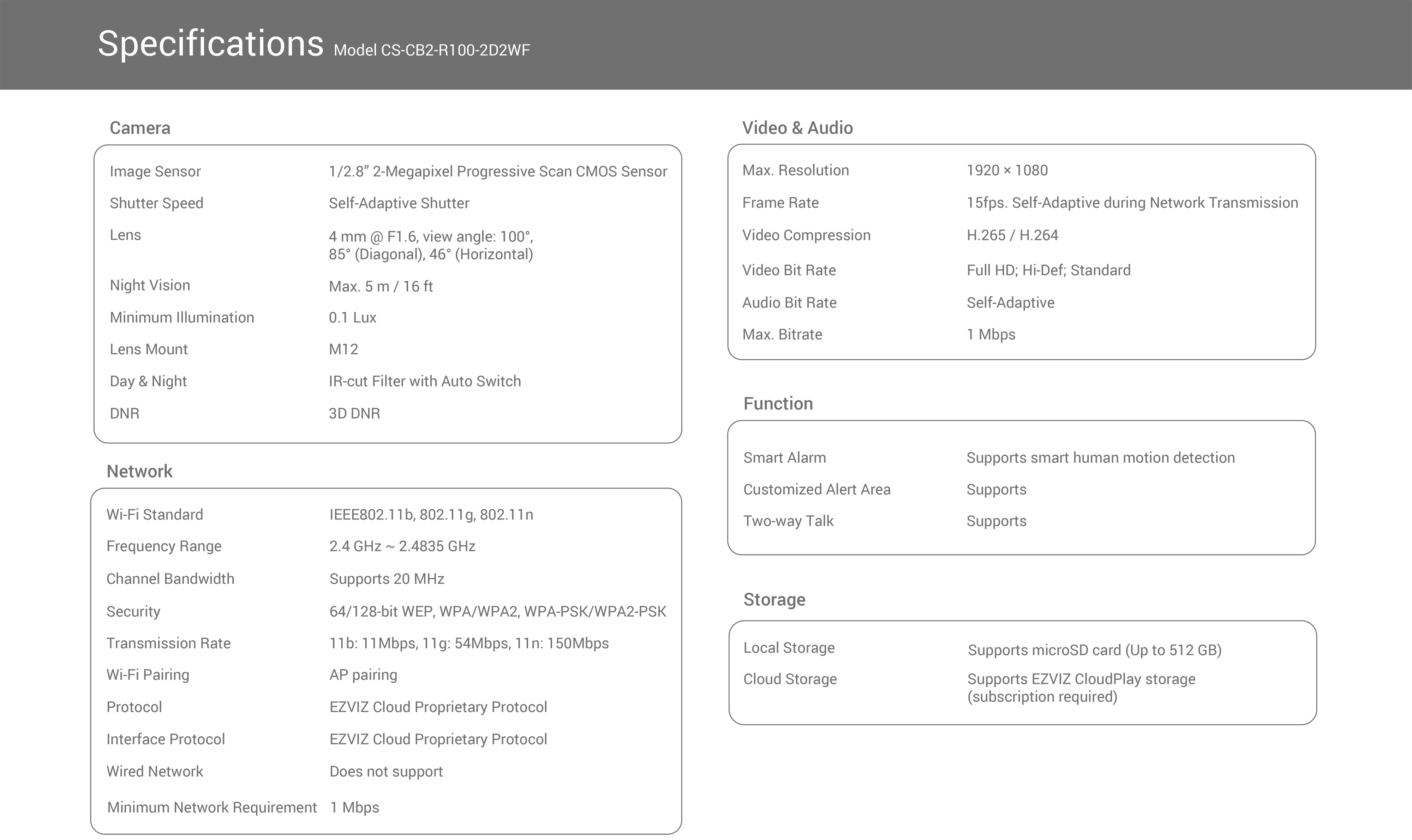 EZVIZ CB2 กล้องวงจรปิดระบบ IP WIFI ความละเอียด 2 ล้านพิกเซล มีแบตเตอรี่ มีไมค์และลำโพงในตัว ขายึดเป็นแม่เหล็ก **ไม่มี PORT LAN** BY BILLIONAIRE SECURETECH EZVIZ CB2