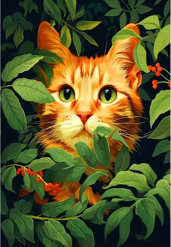 cat-1131 *สินค้าหมด* ชุดปักครอสติช ลายน้องแมวส้ม (ปักเต็มผืนผ้า ไม่มีเดินเส้น ผ้า 11CTพิมพ์ลาย ไม่มีผังลาย ปัก 3 เส้นเล็ก) ขนาด 28*38 ซม.ผ้าครอสติช 11CTพิมพ์ลายปักบนผ้า ไหมคอตตอน 12 สี ไม่มีผังลายพิมพ์ลายปักบนผ้าเลย เข็ม