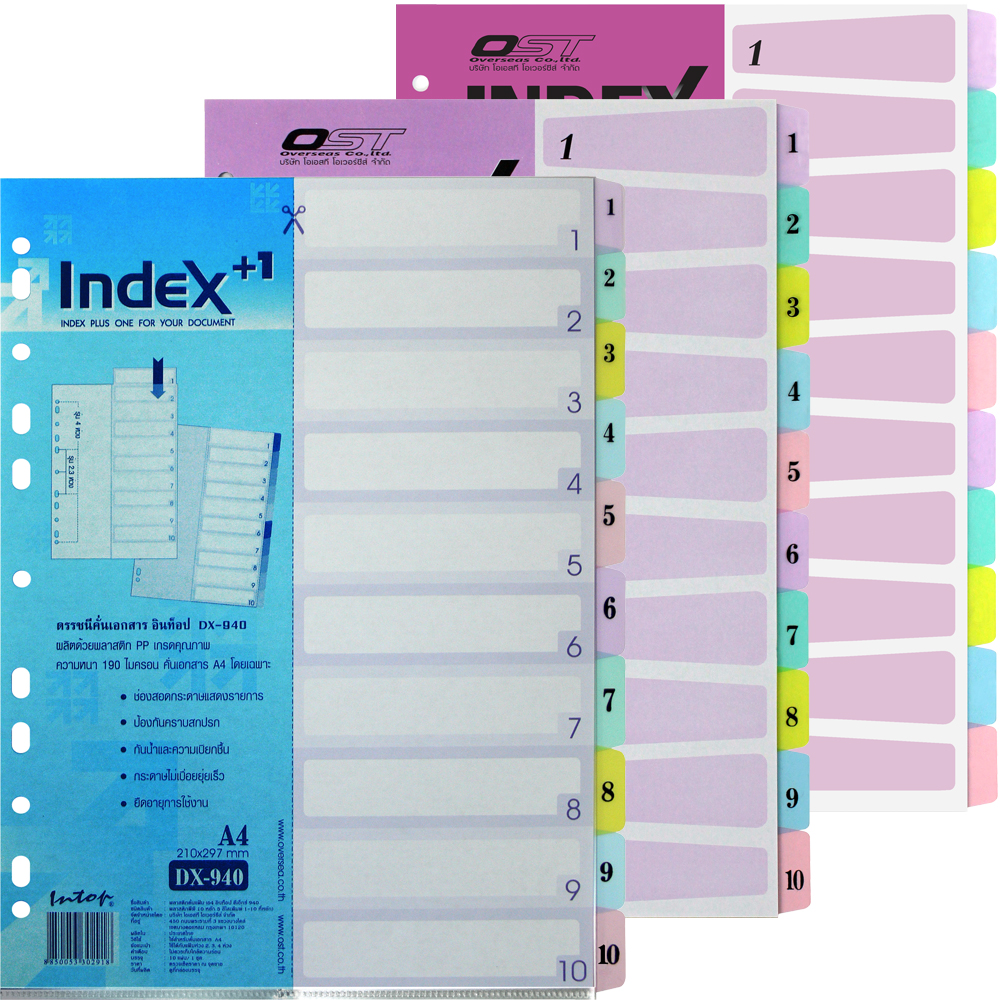 10 Tabs Index Divider A4 Translucent Colors