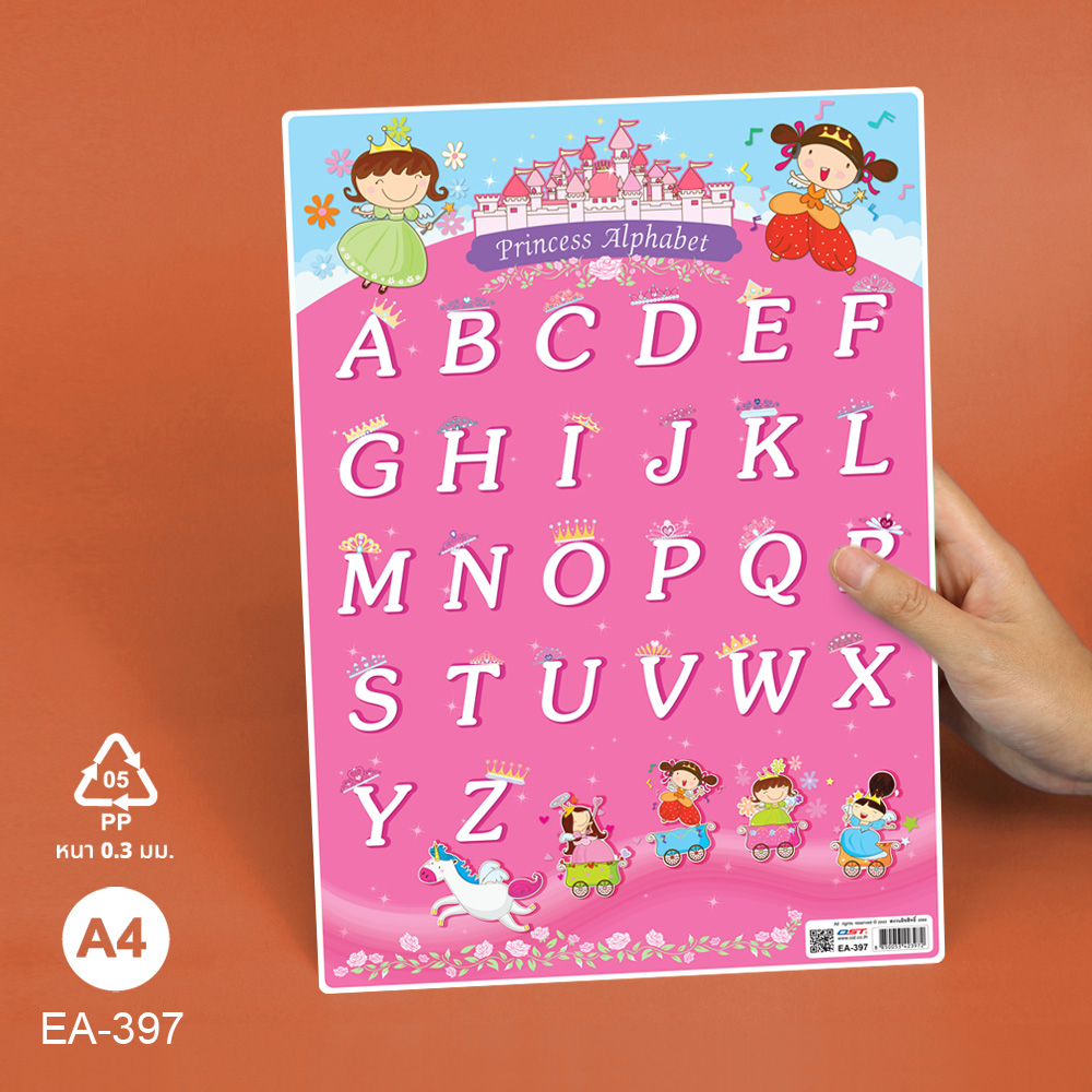 โปสเตอร์พลาสติก ความรู้ ชุดพยัญชนะ A-Z ขนาดA4 EA-397 Princess