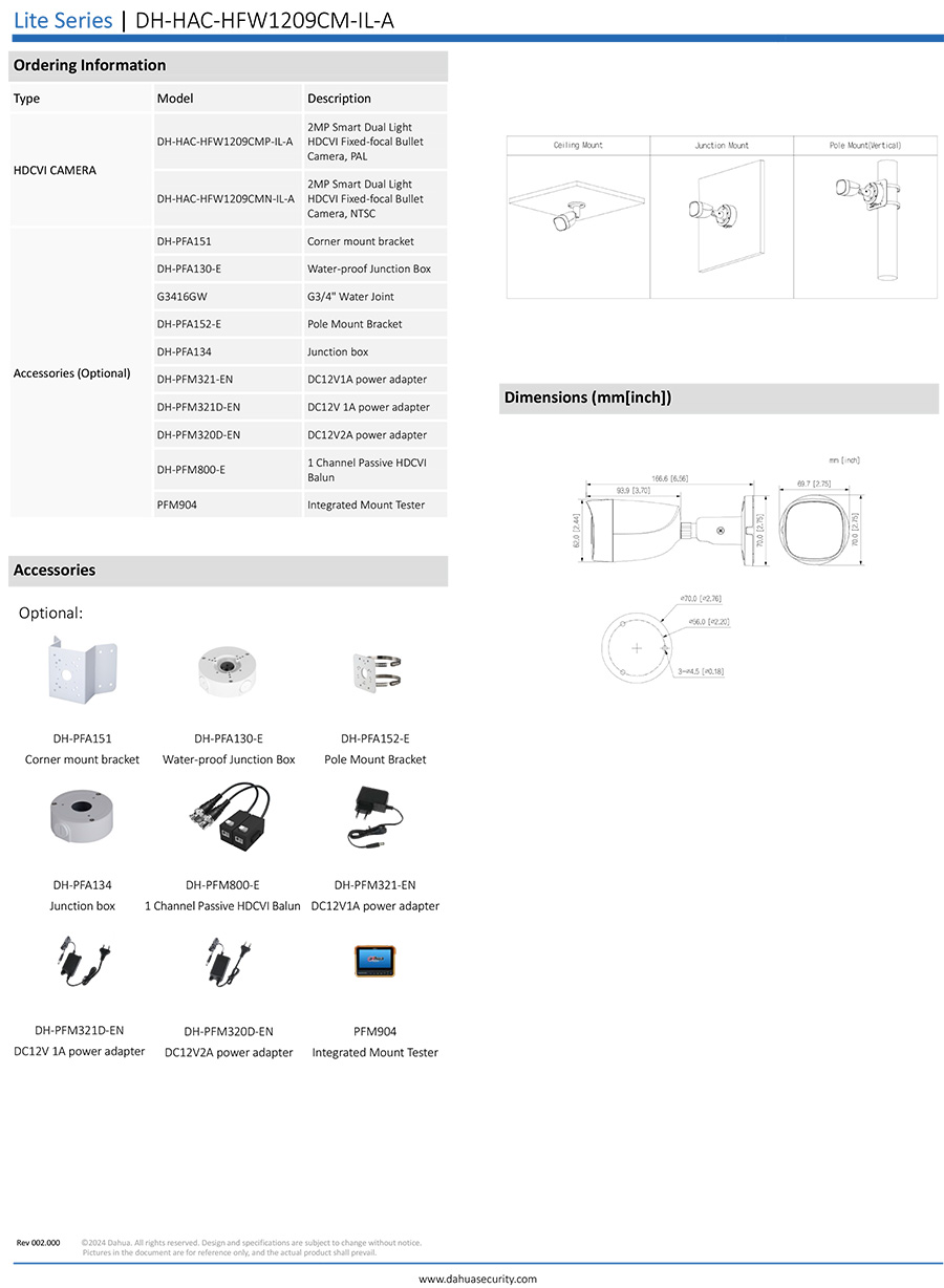 DAHUA DH-HAC-HFW1209CM-IL-A กล้องวงจรปิด HDCVI 2MP Smart Dual Light มีไมค์ในตัว DH-HAC-HFW1209CMP-IL-A BY BILLIONAIRE SECURETECH DH-HAC-HFW1209CM-IL-A