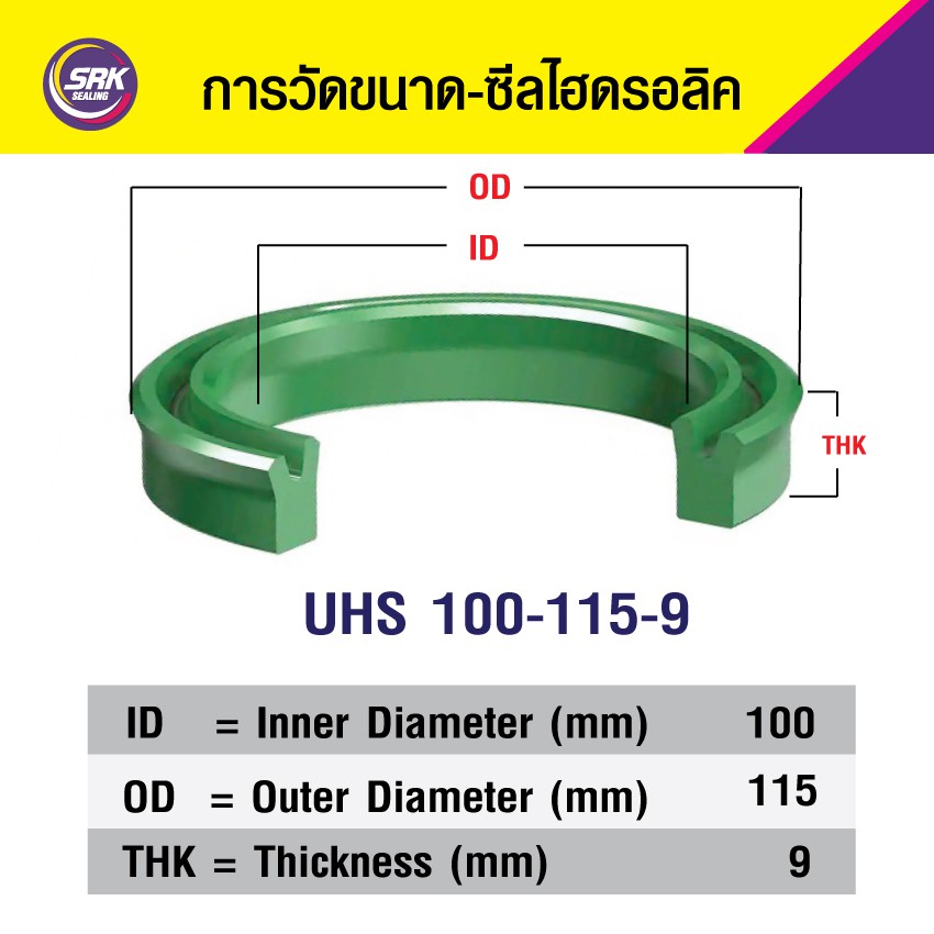 UHS 100-115-9 ซีลแกน,ซีลลูกสูบ, piston & rod seal ซีลกระบอกไฮดรอลิค, ซีลยูคับ, U-CUP