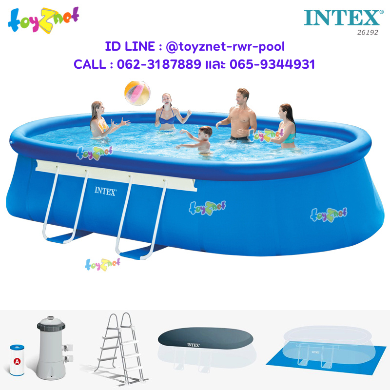 Intex 18ft Oval Frame Pool (5.49x3.05x1.07 m) w/Cartr. Filter Pump-Ladder-Pool Cover-Ground Cloth no.26192