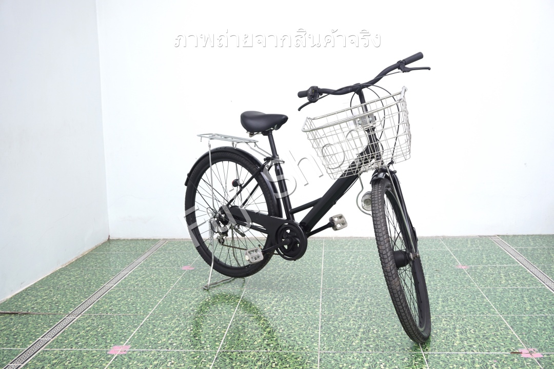 จักรยานแม่บ้านล้อโตญี่ปุ่น - ล้อ 27.5x1.95 - เกียร์ 6 สปีด - ไฟหน้าอัตโนมัติ - สีดำ [จักรยานมือสอง]