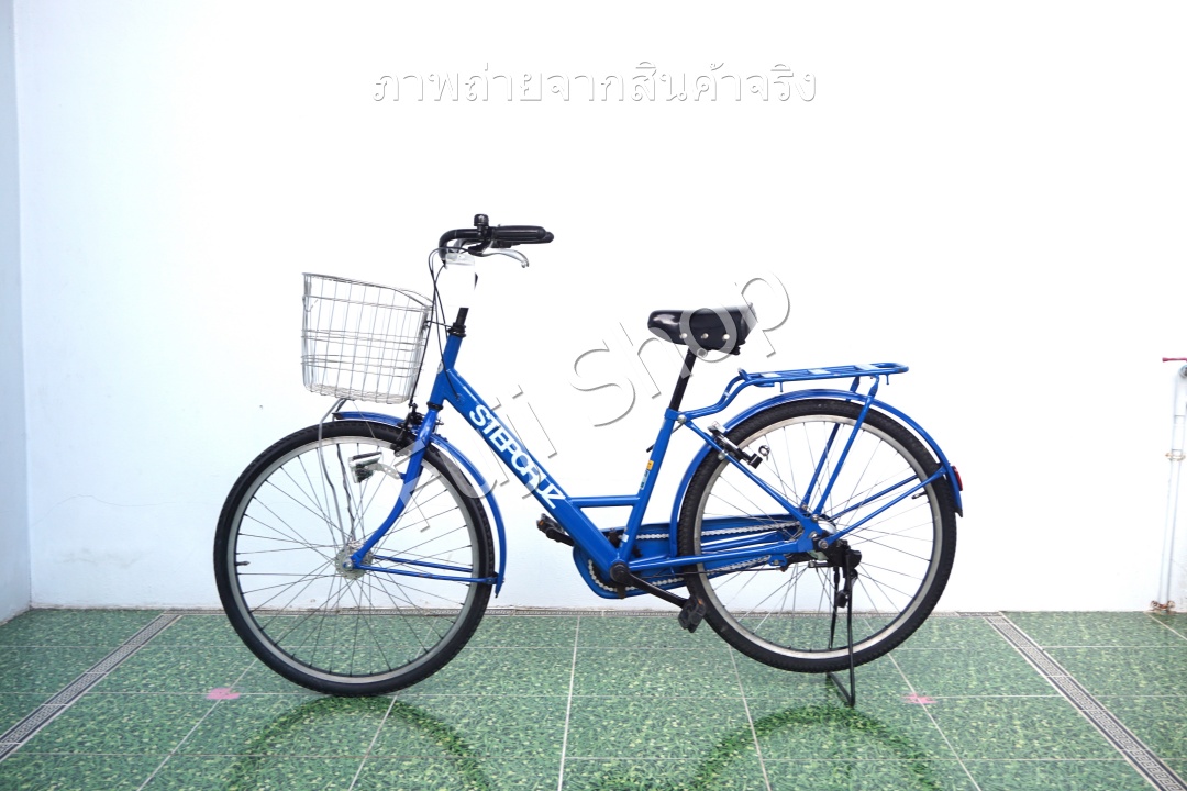 จักรยานแม่บ้านล้อโต ญี่ปุ่น - ล้อ 26x1.75 - เกียร์ดุม 3 สปีด - ไฟหน้าอัตโนมัติ - Bridgestone Stepcruz - สีฟ้า [จักรยานมือสอง]