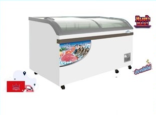 ตู้แช่แข็ง ตู้ไอศกรีม หมูสด ไก่สด หมูกะทะ 2 ระบบ แช่เย็น เเช่แข็ง ขนาด 16 คิว ก.120 x ล.76 x ส.90 ซม. พร้อมถาด 8 ใบ สแตนเลส รุ่นใหม่ กระจกโค้ง