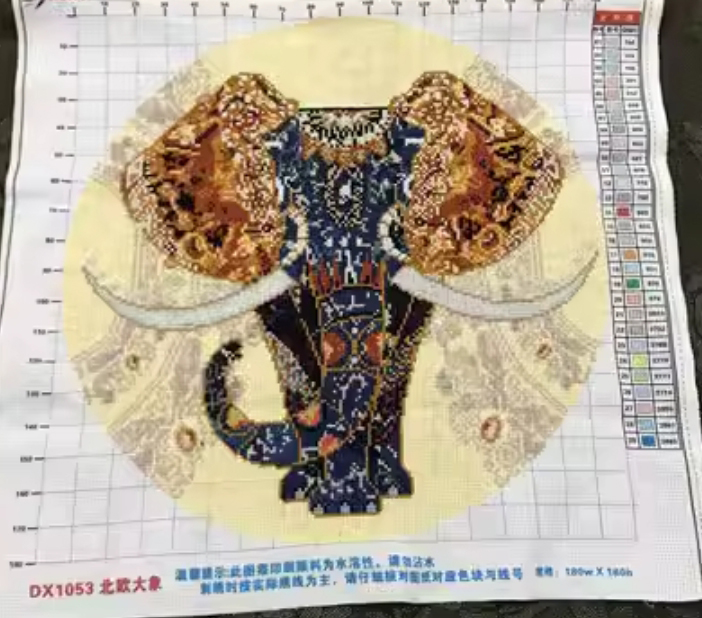 chang-1014 *พร้อมส่ง* ชุดปักครอสติช ลายช้างงางาม (ปักเต็มผืนผ้า ไม่มีเดินเส้น ผ้า11CTพิมพ์ลาย ปัก 3 เส้นเล็ก) ขนาด 50*50 ซม.ผ้าครอสติช 11CTพิมพ์ลายปักเต็มลายผ้า ไหมคอตตอน 29 สี ผังลาย เข็ม