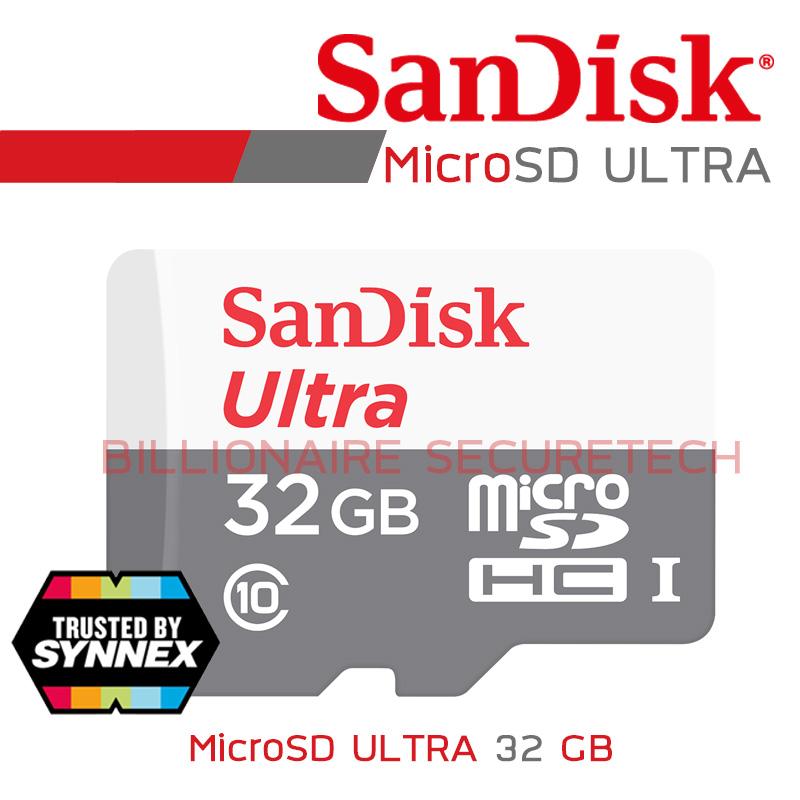 SANDISK SDSQUNS_032G_GN3MN ULTRA MicroSD Card 32 GB (BY SYNNEX) Class 10 BY BILLIONAIRE SECURETECH SANDISK 32GB