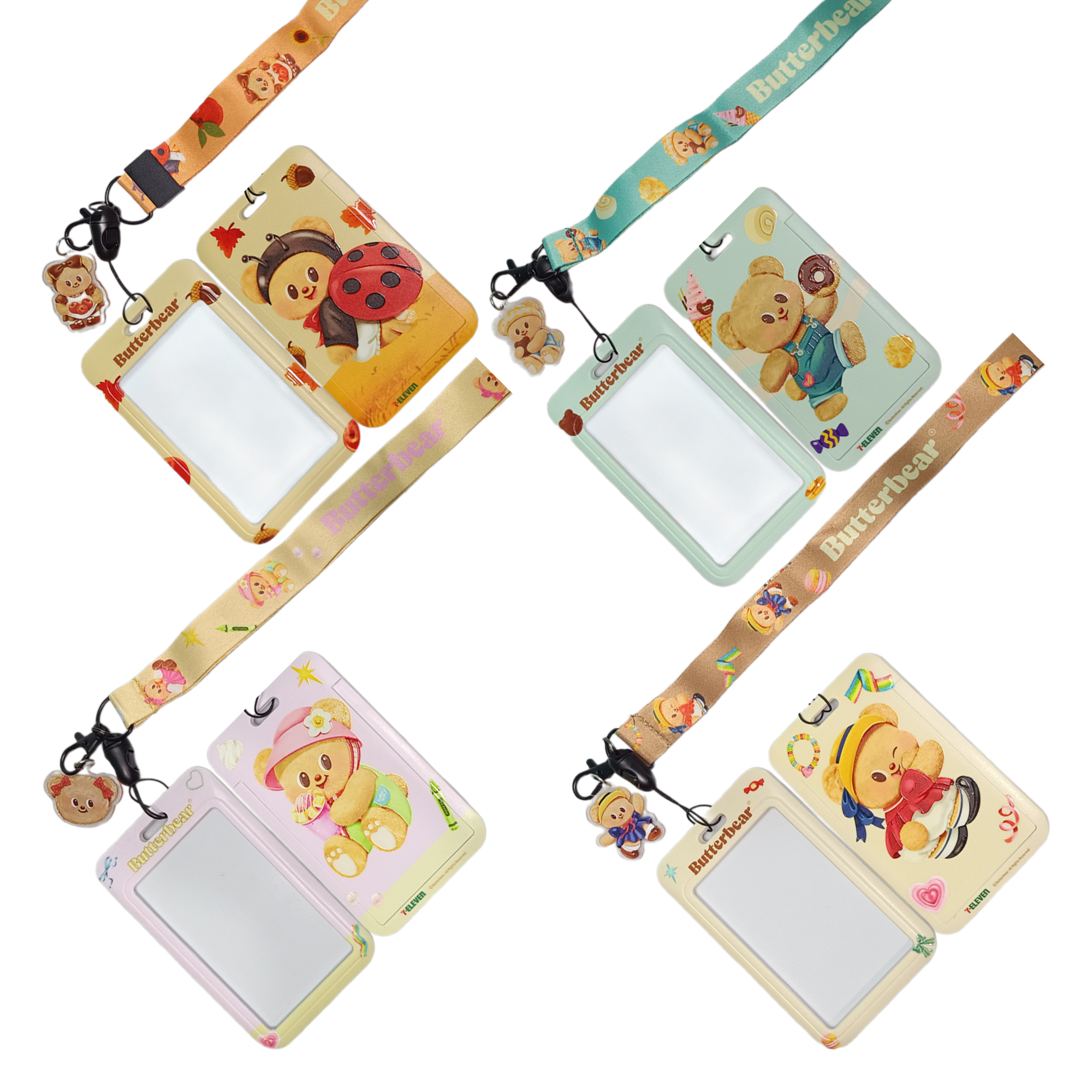 Card Holder Butterbear 7-Eleven Neck ป้ายชื่อน้องเนยพร้อมสาย ป้ายใส่บัตรห้อยคอ ที่ใส่บัตร7-11 MagicLand6